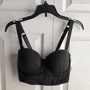 Bebe Black Zoey Long Line Bra With Push Up Lining Size XS